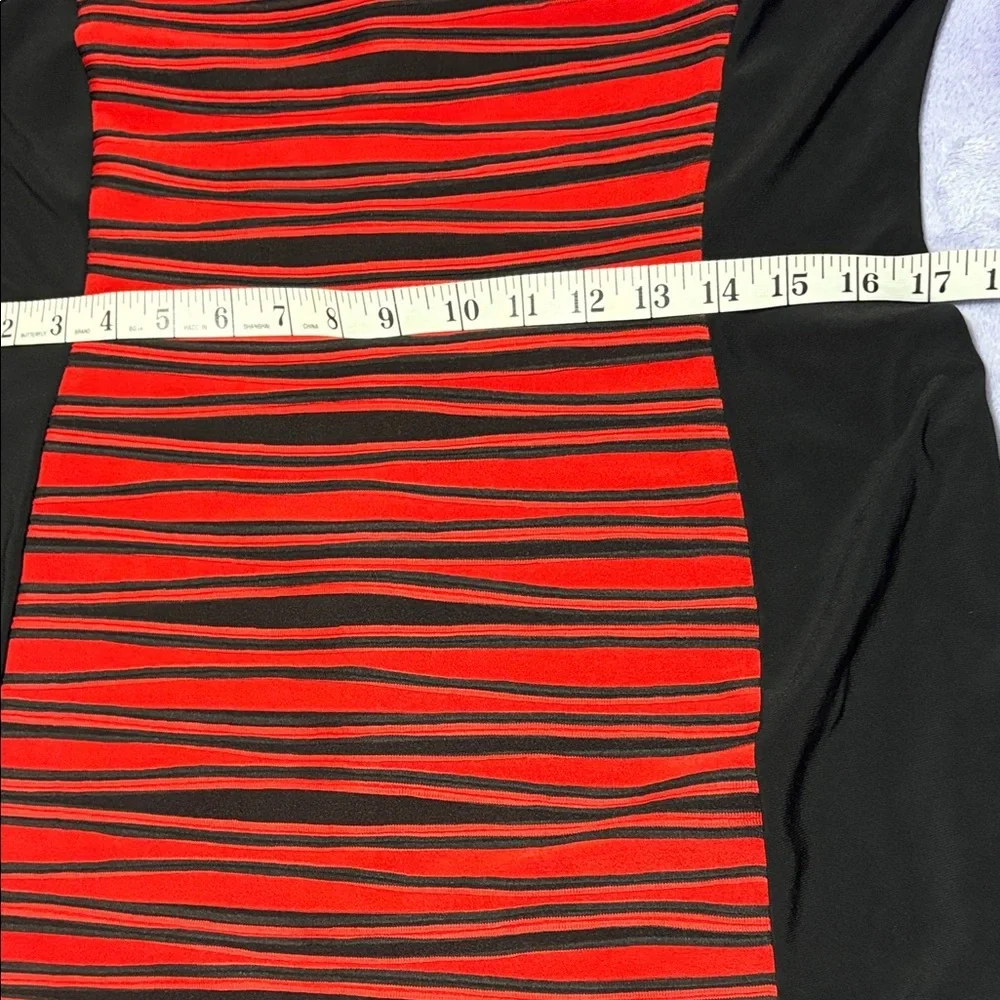 R&M Richards Size 10 Black Red Stripe 2pc Jacket Dress Set Wedding Guest Mother